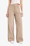 DeFacto Wide Leg Gabardin Pantolon Geniş Paça Normal Bel Standart Boy Cepli E4381AX25SPBG644