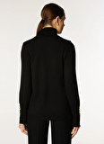 People By Fabrika Balıkçı Yaka Basic Düz Siyah Kazak Kadın PBF4WL-KZK5013