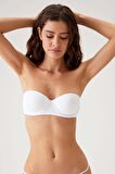 2'li Ekonomik Paket Beyaz 6803 Verona Soft Push Up Yari Destekli Straplez T-shirt Sütyen Set