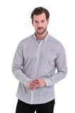 Kahverengi Desenli Slim Fit Gömlek | S