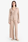 DeFacto Wide Leg Esnek Belli Geniş Paça Bürümcük Pantolon F0057AX25SPBG210