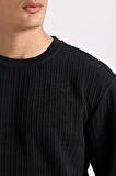 DeFacto Regular Fit Bisiklet Yaka Jakarlı Basic Düz Sweatshirt D5391AX24AUBK27