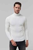 Twn Slim Fit Ekru Rib Örgü Pamuk Karışımlı Triko Kazak 1EC060631764M