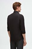 D'S Damat Slim Fit Siyah Italyan Yaka Dar Kesim Klasik Kravatlık Uzun Kollu Kolay Ütülenebilir Nefes 2HF02ORT5185
