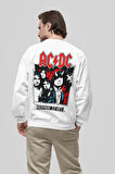 AC DC Müzik Grubu Baskılı Unisex Oversize Highway To Hell Rock Metal Sweatshirt