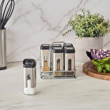 Shinex Inox Standlı 7 Parça Cam Baharat Seti 100 Ml