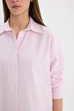 Oversize Geniş Kalıp Çizgili Oxford Uzun Kollu Gömlek