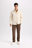 DeFacto Regular Fit Polo Yaka Gabardin Uzun Kollu Gömlek D4934AX24AUBG760