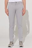 Erkek Gri Slim Fit Dar Kesim Pamuklu Esnek Rahat Chino Pantolon