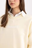 DeFacto Bisiklet Yaka Sırt Baskılı İçi Yumuşak Tüylü Kalın Sweatshirt Tunik C5418AX24SPYL509