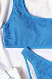 Angelsin Özel Fitilli Kumaş Bikini Takım Mavi