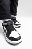mnpc Unisex Çocuk Siyah-Beyaz Hakiki Deri Anatomik Sneakers Bot