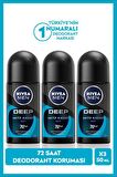 Nivea MEN Erkek Roll-on Deodorant Deep Beat 50ml, 72 Saat Koruma, X3 Adet