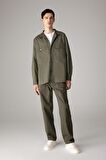 DeFacto Oversize Geniş Kalıp Polo Yaka Twill Uzun Kollu Gömlek Ceket C2896AX24SPKH489