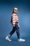 Kız Bebek Paperbag Duble Paça Jean Pantolon