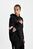 DeFactoFit NBA Houston Rockets Comfort Fit Kapüşonlu Sırt Baskılı Kalın Sweatshirt C9276AX24AUBK81