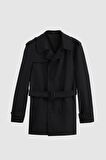 Ds Damat Regular Fit Siyah Apoletli Beli Kemerli Pardösü/Trenckot 1HF08ORT00013