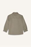 Erkek Çocuk Oversize Geniş Kalıp Polo Yaka Twill Uzun Kollu Gömlek