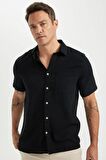 DeFacto Regular Fit Yazlık Polo Yaka Pamuklu Kısa Kollu Gömlek C7633AX24SMBK81