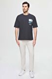 Twn Oversize Antrasit Baskılı %100 Pamuk T-Shirt 2EC14ORT05210