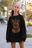 The Beatles Tasarım Gitar Baskılı Unisex Oversize Müzik Grubu Sweatshirt