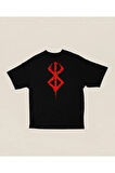 Berserk Logo Baskılı Unisex Tişört, Oversize Anime Dizi Baskılı Tişört