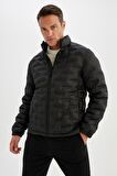 DeFacto Su İtici Slim Fit Şişme Mont Dar Kesim Dik Yaka Fermuarlı Cepli Kapitone D1234AX24WNBK27