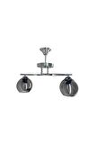 Fuji Krom 2'li Füme Camlı Avize | Kaliteli Modern Metal Avize