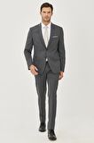 Erkek Siyah-gri Slim Fit Dar Kesim Desenli Takım Elbise