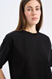 DeFacto Relax Fit Bisiklet Yaka Basic Düz Kısa Kollu Siyah Tişört C7630AX25SPBK81