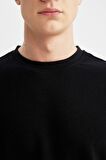 DeFacto Boxy Fit Bisiklet Yaka Kısa Kollu Basic Düz Waffle Siyah Tişört B4443AX24SPBK81