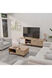 Mezza SET 1366-2092 VİSİON TV ÜNİTESİ - ORTA SEHPA SETİ SEPET - YUNUS - BEYAZ
