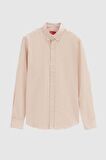 Slim Fit Bej Çizgili Gömlek 6HC02ORT10265