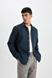 DeFacto Regular Fit Waffle Basic Düz Pamuklu Uzun Kollu Gömlek D1058AX24AUAR224
