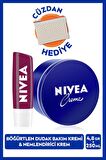 NIVEA Creme Nemlendirici Vücut Bakım Kremi 250ml ve Böğürtlen Dudak Bakım Kremi 4.8gr, Hafif Bordo Işıltı, Cüzdan Hediye