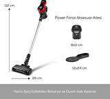 Karaca Vantuz Power Force Şarj Edilebilir Dik Süpürge Kırmızı