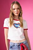 DeFacto Coool Hello Kitty Fitted Bisiklet Yaka Ribana Kısa Kollu Tişört D4215AX24HSWT32