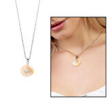 Kararmaz Metal Zincirli Deniz Kabuğu Tasarım Yılancık Doğaltaş Kadın Kolye