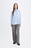 DeFacto Relax Fit Oxford Uzun Kollu Gömlek Tunik D1298AX24AUBE415