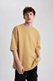 DeFacto Loose Fit Bisiklet Yaka Kısa Kollu Ağır Kumaş Basic Düz Tişört B4844AX23WNYL256