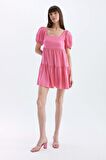 DeFacto Babydoll Kare Yaka Kısa Kollu Midi Elbise C5291AX24HSPN625