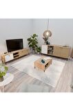 Mezza Vision Tv Ünitesi - Orta Sehpa - Konsol Seti Sepet - Yunus - Beyaz Set 1366-2092-1686