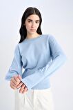 Regular Fit Bisiklet Yaka Basic Düz Triko Kazak

