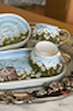 %100 El Boyaması Papatya ve Yeldeğirmeni Desenli Türk Kahvesi Fincanı, Mug, Kupa