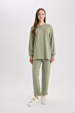 DeFacto Regular Fit Bisiklet Yaka Basic Düz Tesettür Sweatshirt Tunik D4598AX25SPKH499