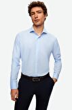 Slim Fit Açık Mavi Italyan Yaka Dar Kesim Klasik Kravatlık Uzun Kollu Kolay Ütülenebilir N 2HF02ORT5185
