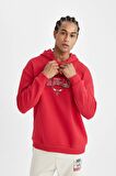 DeFactoFit Kırmızı NBA Chicago Bulls Oversize Geniş Kalıp Kapüşonlu Sırt Baskılı Sweatshirt C9269AX24AUBR244
