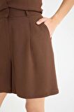 DeFacto Yüksek Bel Kısa Paça Keten Karışımlı Şort C1586AX25SPBN271