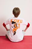 Erkek Çocuk Dragon Ball Bisiklet Yaka Sırt Baskılı Kısa Kollu Tişört