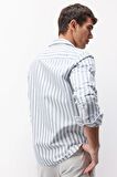 DeFacto Regular Fit Polo Yaka Çizgili Oxford Uzun Kollu Gömlek D6101AX25SPGN756